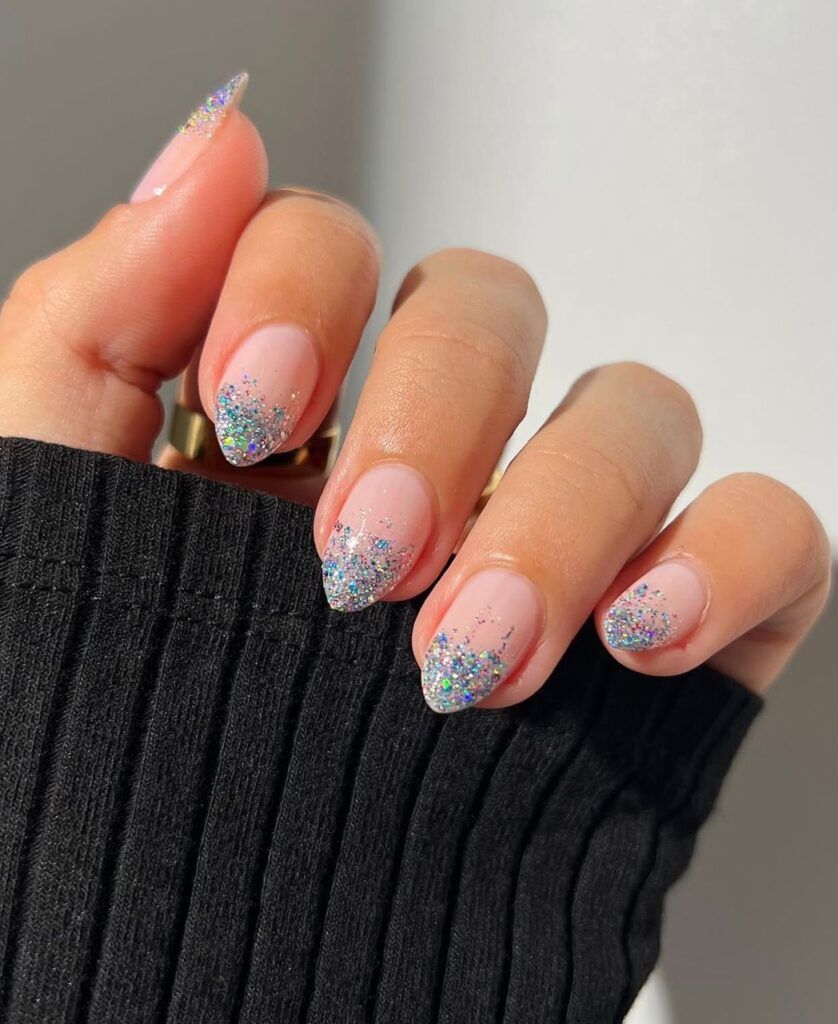 Sparkling Iridescent Glitter French Tips Sparkling Iridescent Glitter French Tips — New Years Gel Nails 2027