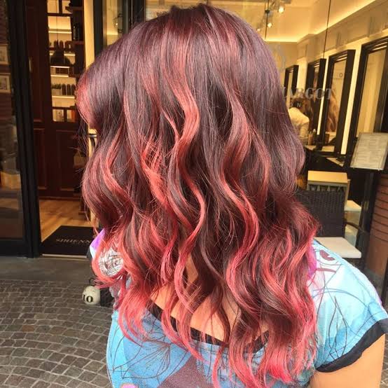Dark to Vibrant Red Pink Ombre Dark to Vibrant Red Pink Ombre — Winter Ombre Hair