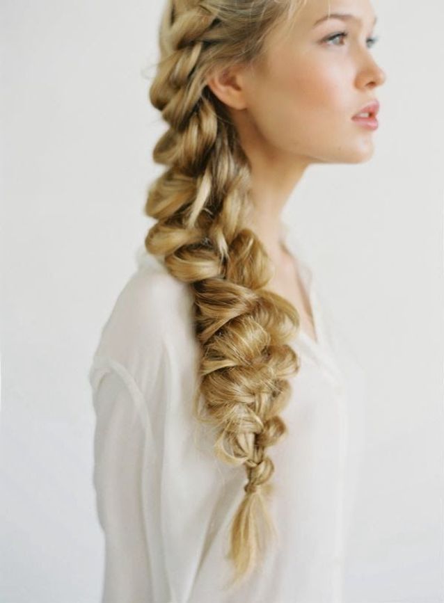 Thick Blonde Braid Over Shoulder — Winter Wedding Hairstyles