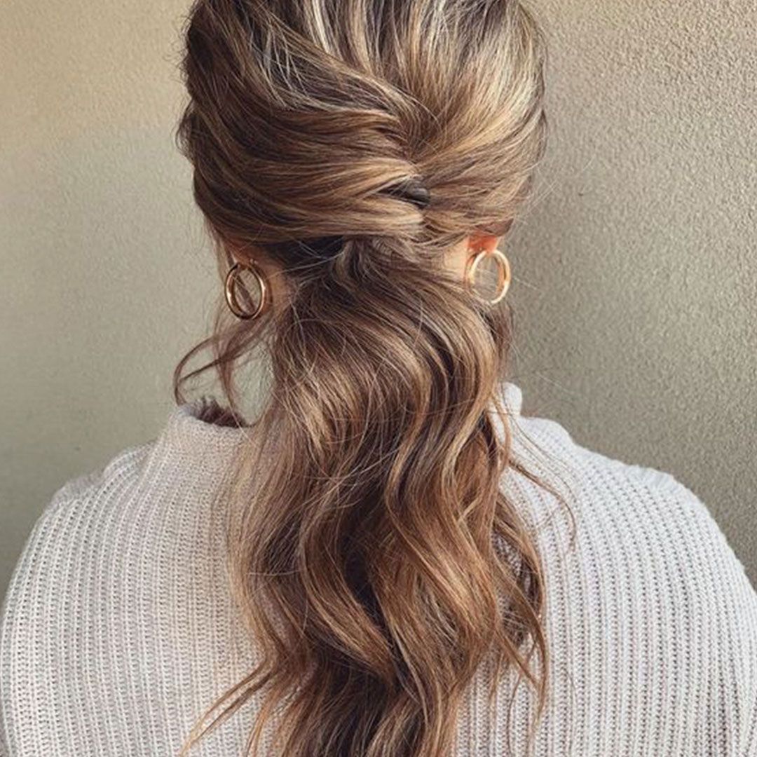 Twisted Low Ponytail with Dark Brown Highlights Twisted Low Ponytail with Dark Brown Highlights — Winter Twist Hairstyles
