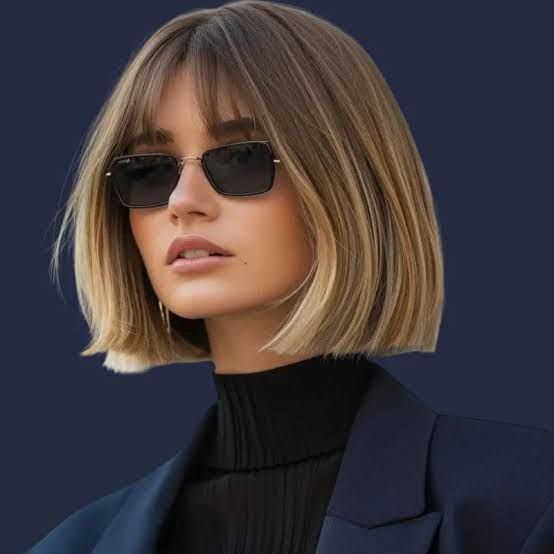 Ash Blonde Blunt Bob With Blunt Bangs Ash Blonde Blunt Bob With Blunt Bangs — Winter Haircuts for Wavy Hair