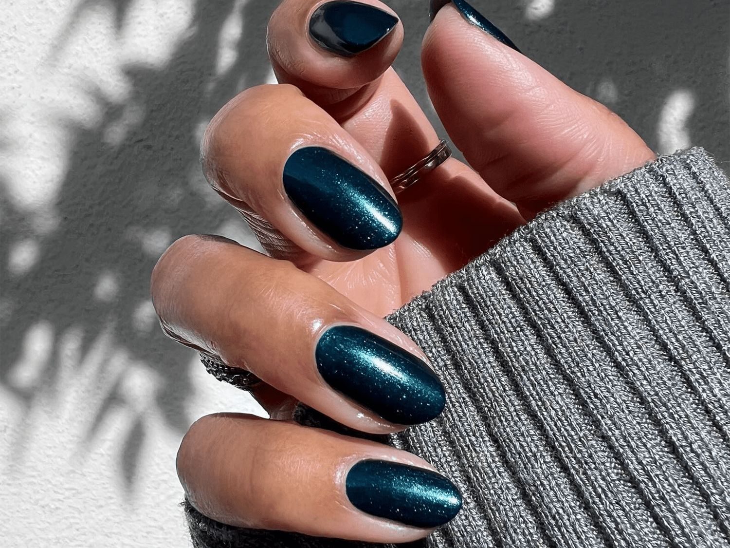 None Glossy Deep Teal Shimmer None Glossy Deep Teal Shimmer — Winter Nails for School