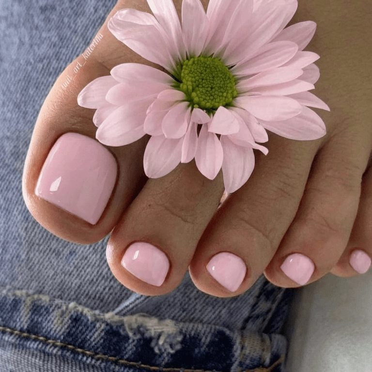 Sweet Light Pink with Daisy Accent Sweet Light Pink with Daisy Accent — Winter Toe Nails