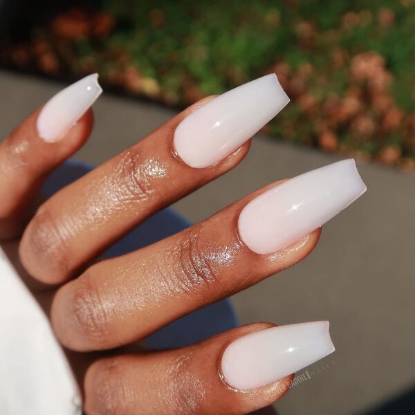 Translucent Milky White Long Coffin Shape Translucent Milky White Long Coffin Shape — Milky White Nails