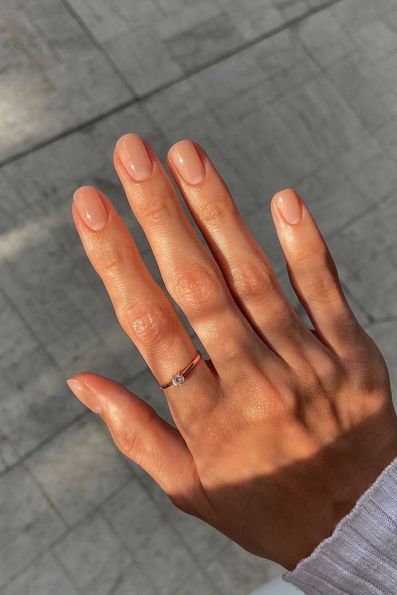 Sheer Nude Warm Glossy Nails Sheer Nude Warm Glossy Nails — Winter Nail Colors for Short Nails