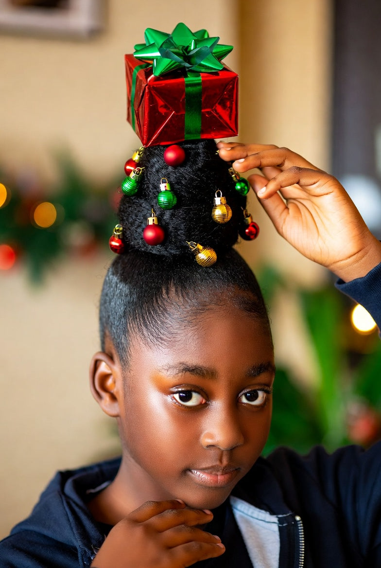 Dramatic Christmas Tree Updo Dramatic Christmas Tree Updo — Winter Hairstyles for Kids