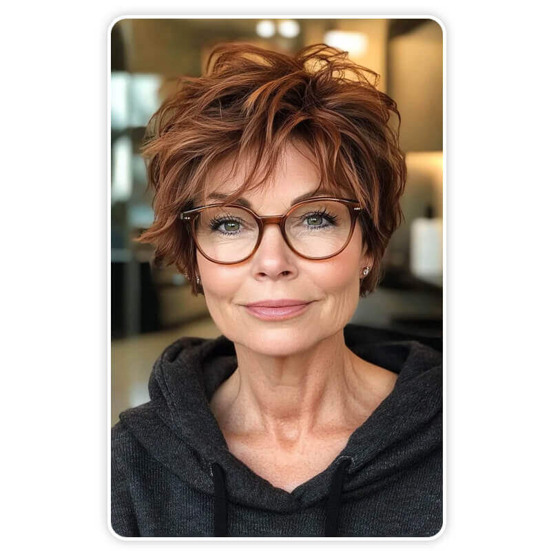 Textured Auburn Shag Textured Auburn Shag — Winter Hairstyles for Women Over 70