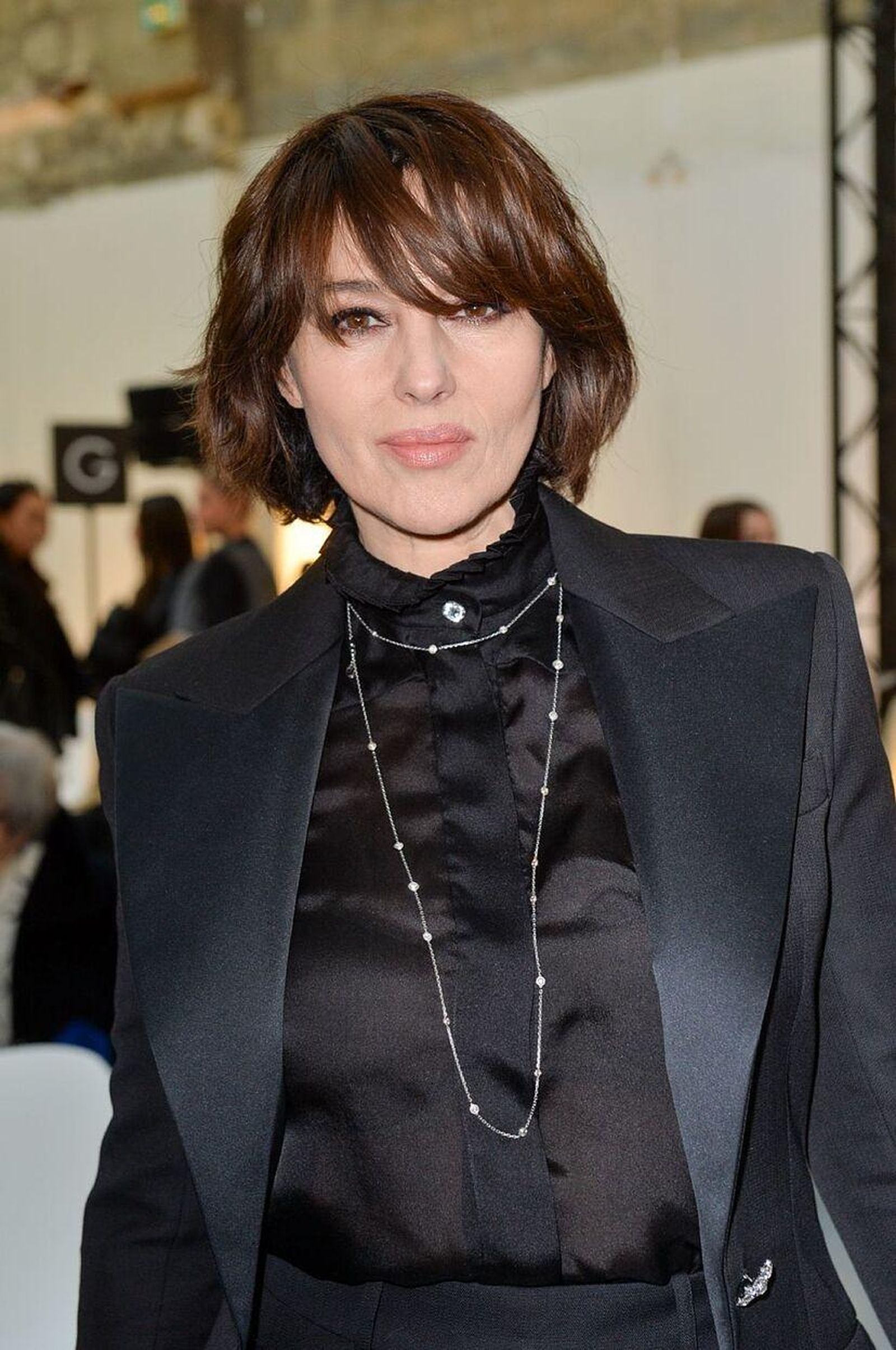 Sleek Dark Brown Bob with Blunt Bangs Sleek Dark Brown Bob with Blunt Bangs — Winter Hair Colors for Women Over 70