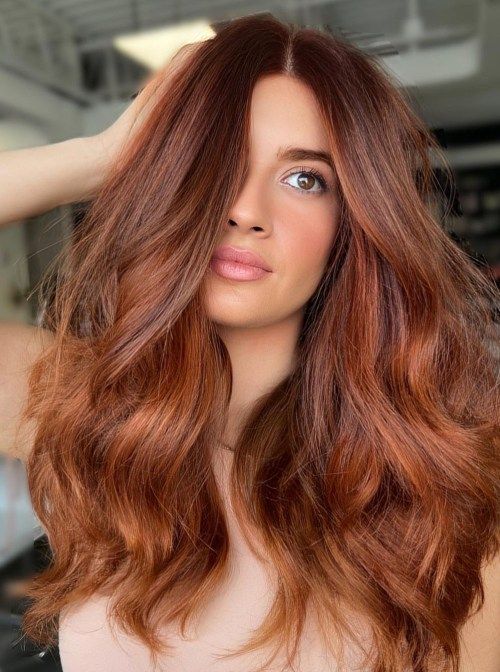 Rich Auburn With Warm Copper Undertones Mid-Back Waves Rich Auburn Warm Copper Rich Auburn With Warm Copper Undertones Mid-Back Waves Rich Auburn Warm Copper — Winter Auburn Hair Color