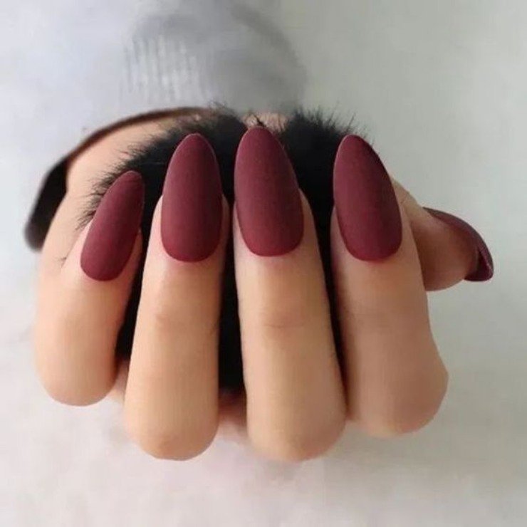 Rich Deep Red Matte Stiletto Nails Rich Deep Red Matte Stiletto Nails — Winter Matte Nails