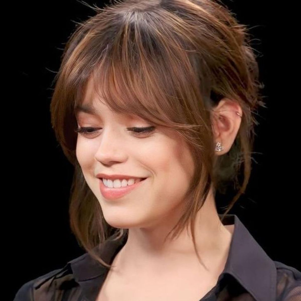 Long Brown Hair With Side-Swept Wispy Bangs Long Brown Hair With Side-Swept Wispy Bangs — Winter Haircuts with Bangs