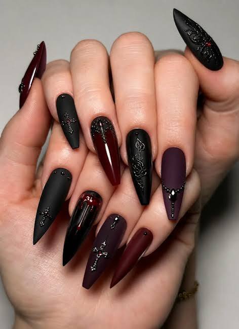 Goth Winter Visual Idea — Long Winter Coffin Nails