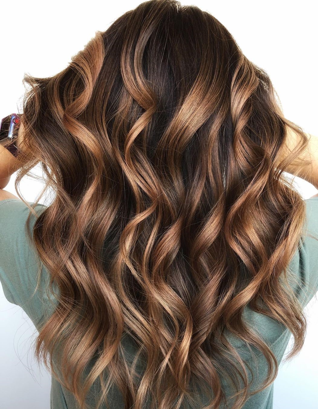 Mid-Back Dark Brown With Warm Caramel Balayage Mid-Back Dark Brown With Warm Caramel Balayage — Blonde to Brunette Hair