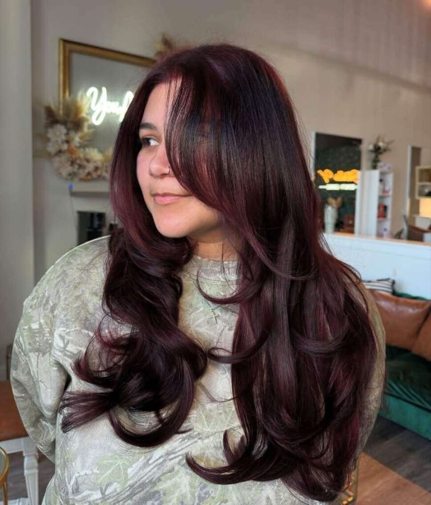 Burgundy With Cherry Highlights Burgundy With Cherry Highlights — Dark Winter Hair Colors