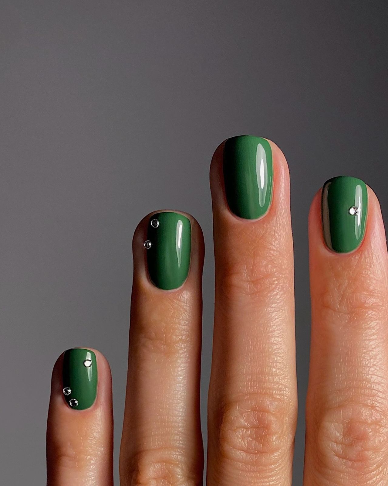 Deep Forest Green Rhinestone Nails Deep Forest Green Rhinestone Nails — Christmas Nail Colors 2026