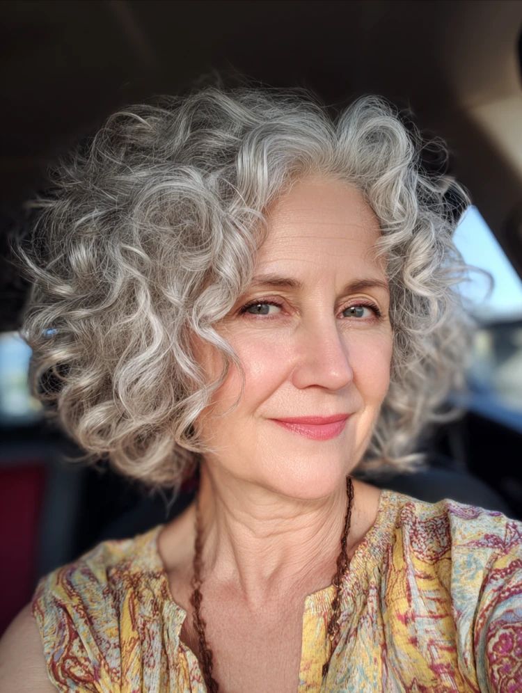 Defined Curls on Silver Bob — Winter Hairstyles for Women Over 50