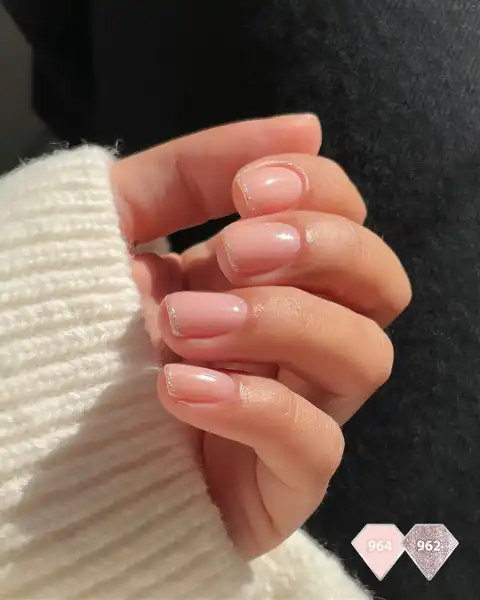 Sheer Pink Glitter Cuticle Line Sheer Pink Glitter Cuticle Line — Winter to Spring Transition Nails