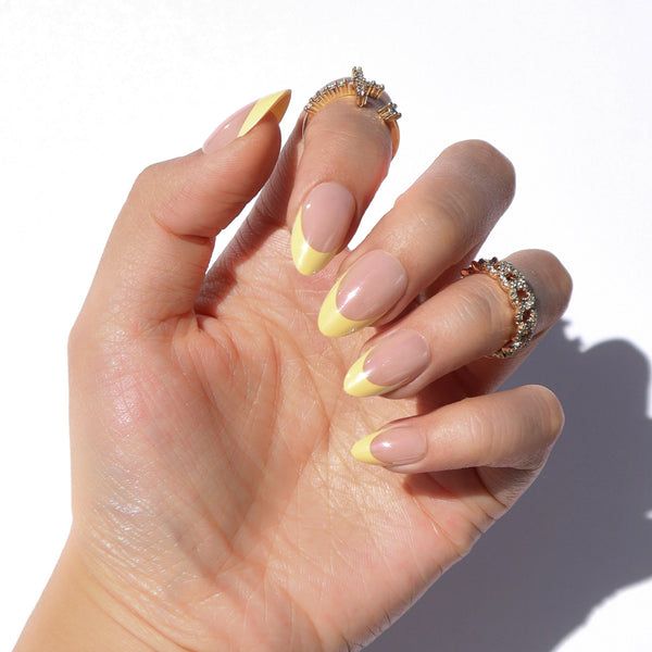Pastel Yellow French Tips Visual Idea Pastel Yellow French Tips Visual Idea — New Years French Tip Nails 2027