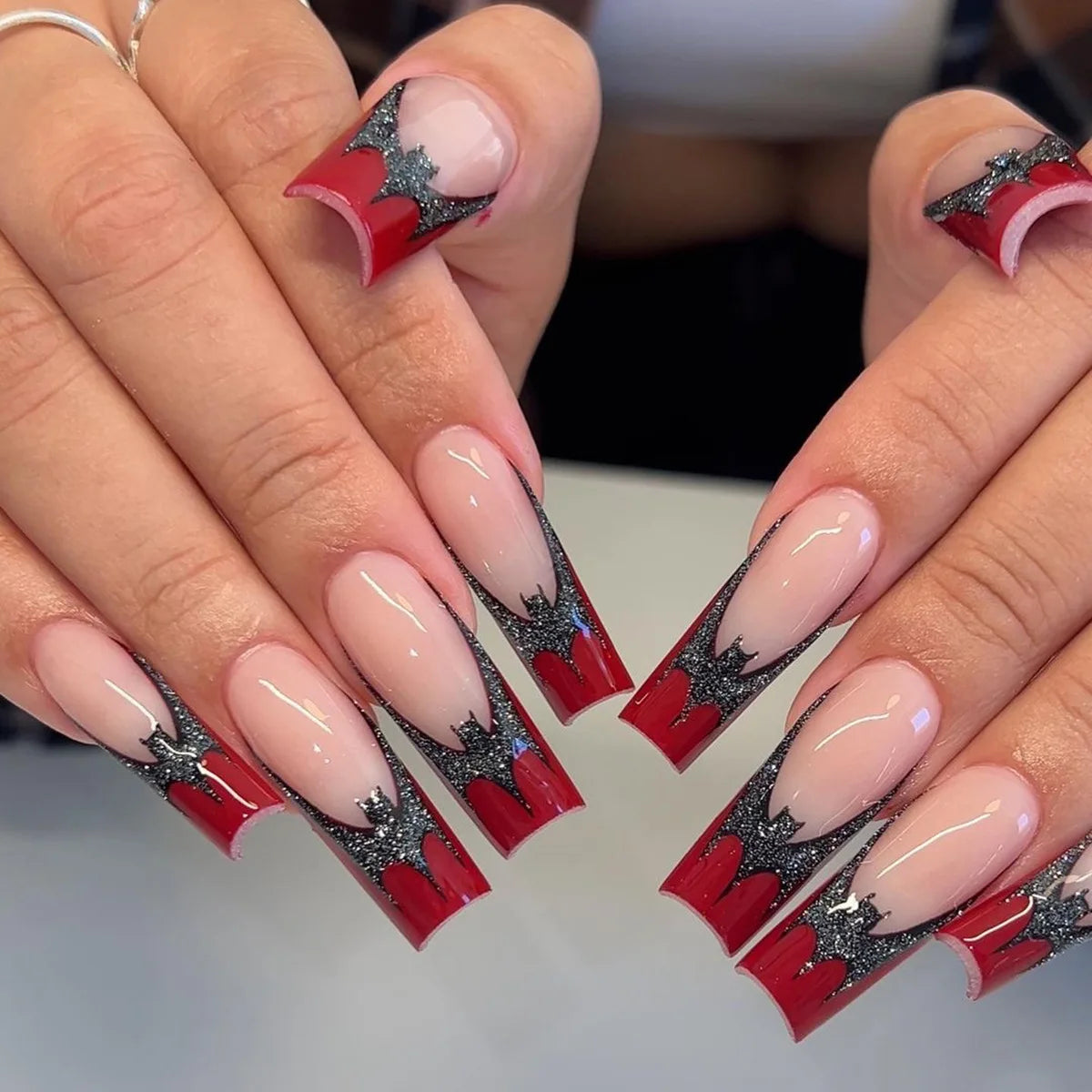 Halloween Winter Visual Idea — Long Winter Coffin Nails