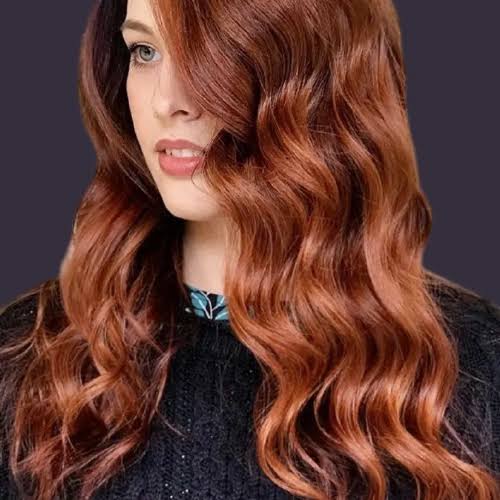 Copper Red with Golden Highlights Copper Red with Golden Highlights — Winter Ombre Hair