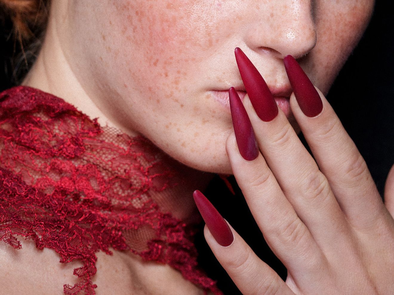 Extra-Long Matte Burgundy Stilettos Extra-Long Matte Burgundy Stilettos — Burgundy Nails