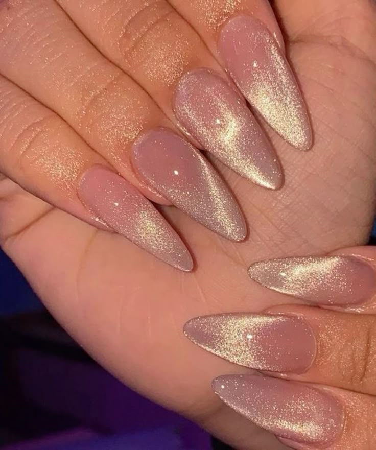 Cat-Eye Glitter Shimmer Stiletto Nails Cat-Eye Glitter Shimmer Stiletto Nails — Sparkly New Years Nails 2027