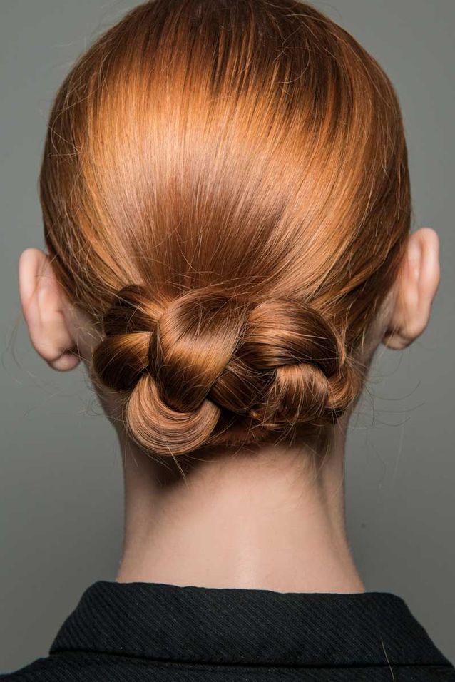 Neat Braided Red Bun Neat Braided Red Bun — Winter Updos
