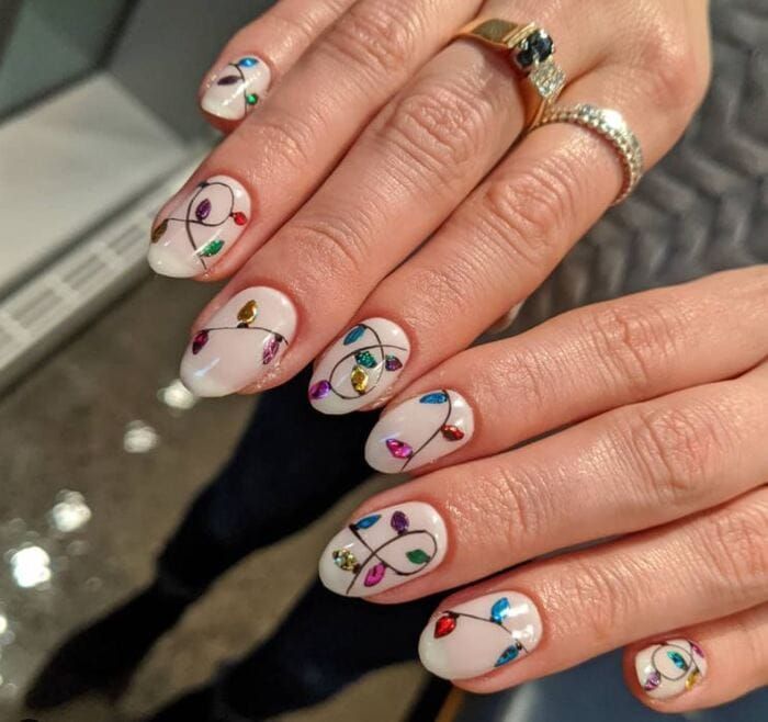 White Christmas Lights Rhinestone Nails White Christmas Lights Rhinestone Nails — Cute Christmas Nails 2026