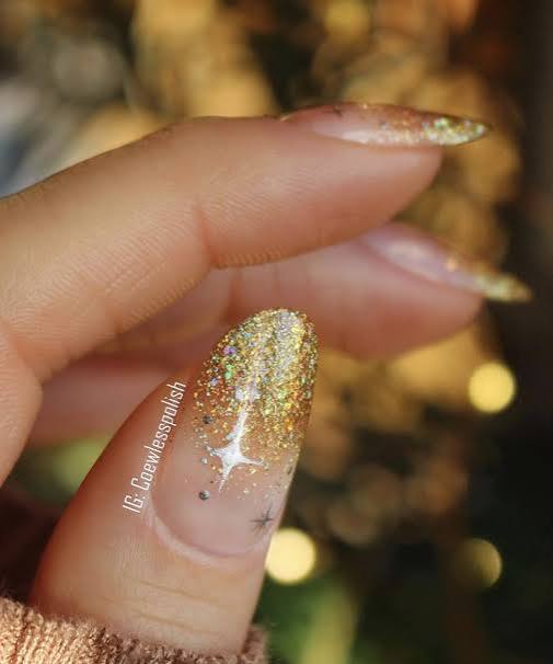 Glitter Gradient Stiletto Nails — Classy New Years Nails 2027