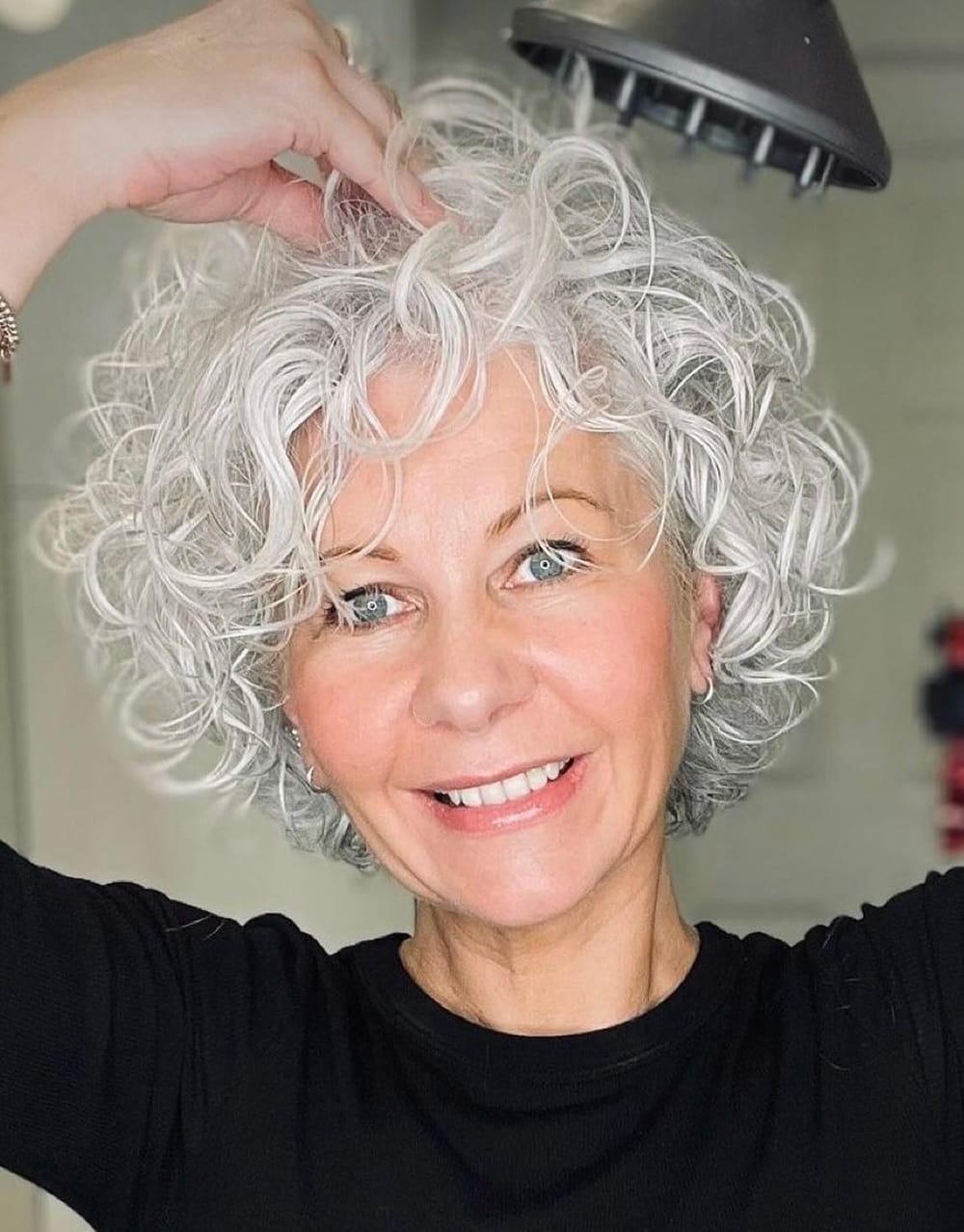Short Layered Silver Grey Curls Short Layered Silver Grey Curls — Winter Hairstyles for Women Over 70