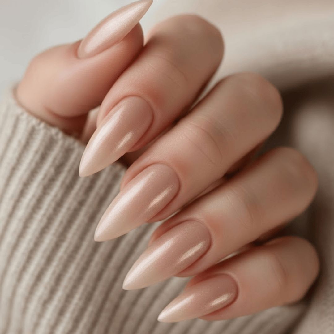 Glossy With Subtle Shimmer Visual Idea Glossy With Subtle Shimmer Visual Idea — Winter Pearl Nails