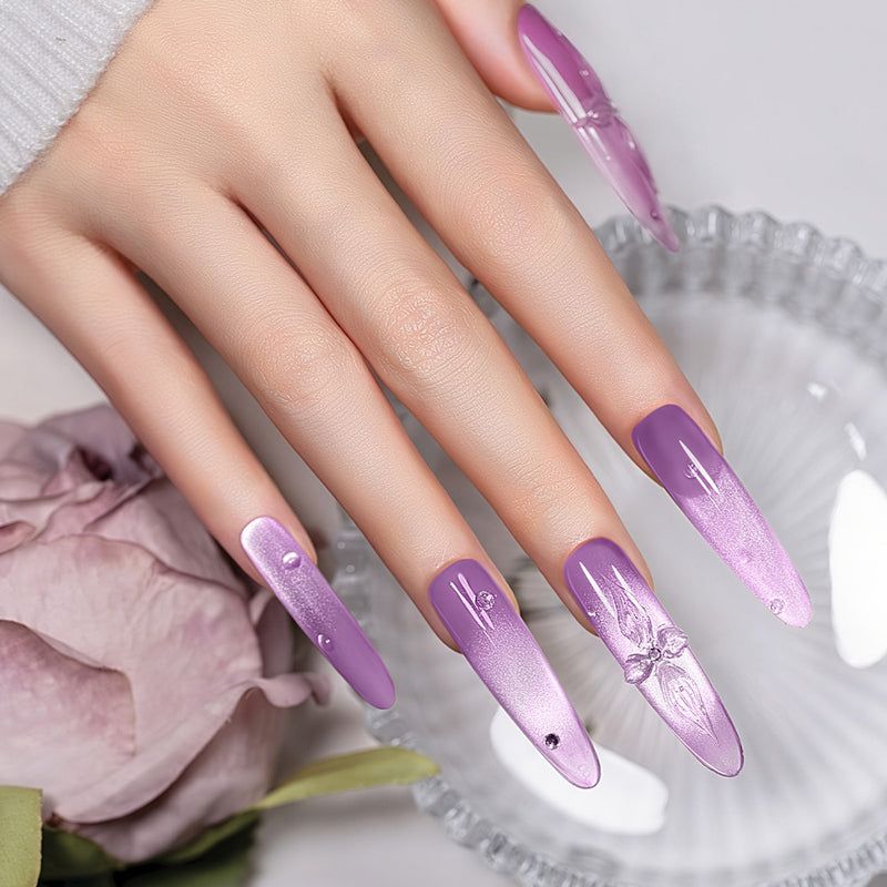 Shimmer Glossy Visual Idea Shimmer Glossy Visual Idea — Winter Lavender Nails