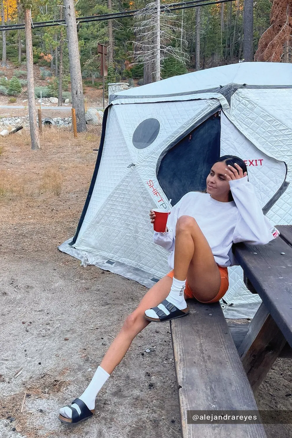 Unexpected Comfort: Sweatshirt and Bright Shorts Unexpected Comfort: Sweatshirt and Bright Shorts — Cabin Trip Outfits
