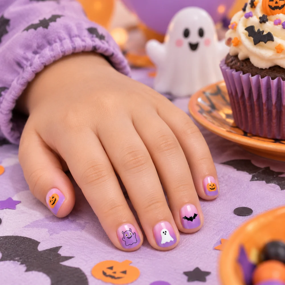Halloween Gradient Sticker Nails Halloween Gradient Sticker Nails — Winter Nails for Kids