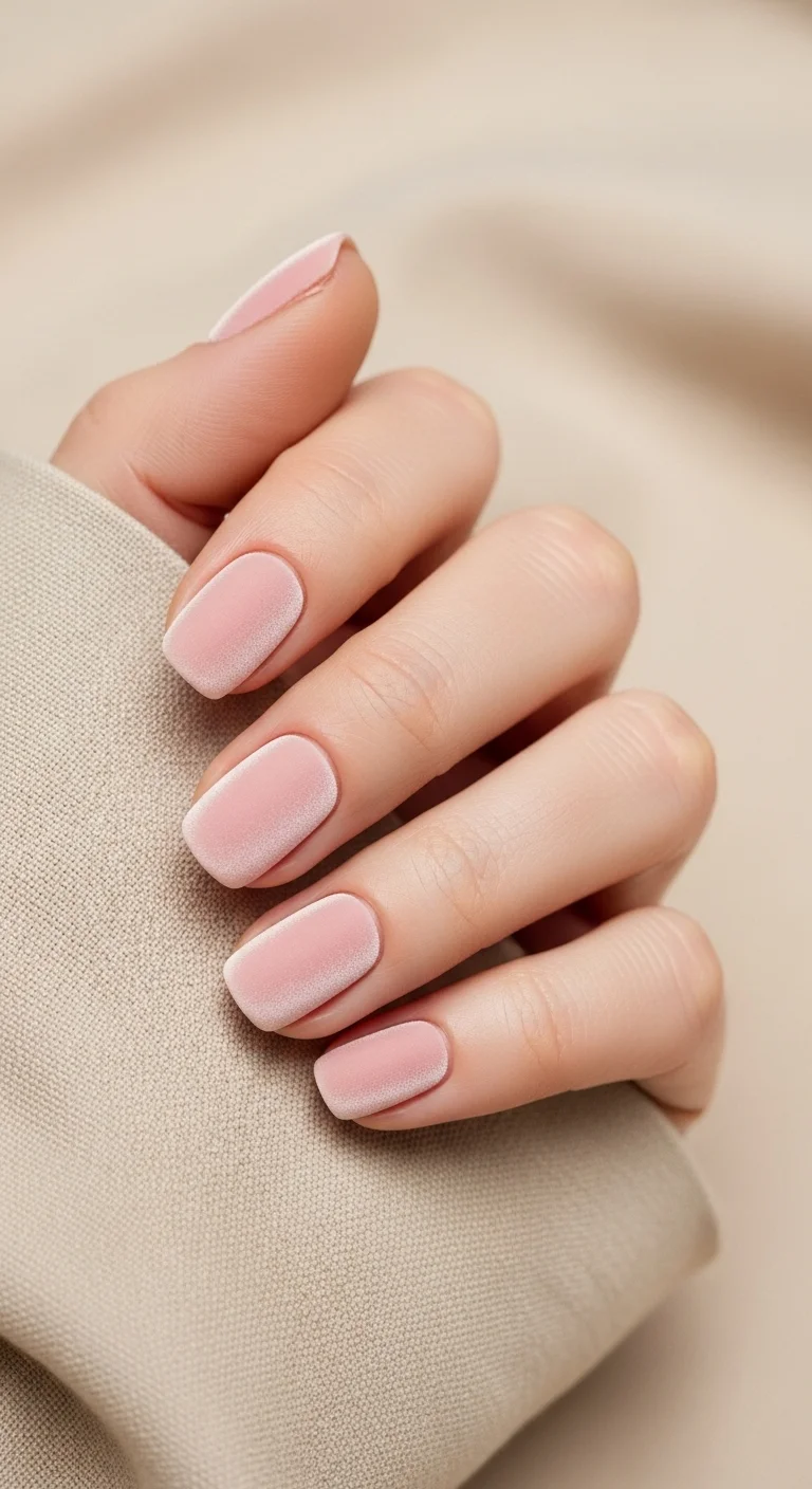 Short Square Soft Pink Velvet Nails Short Square Soft Pink Velvet Nails