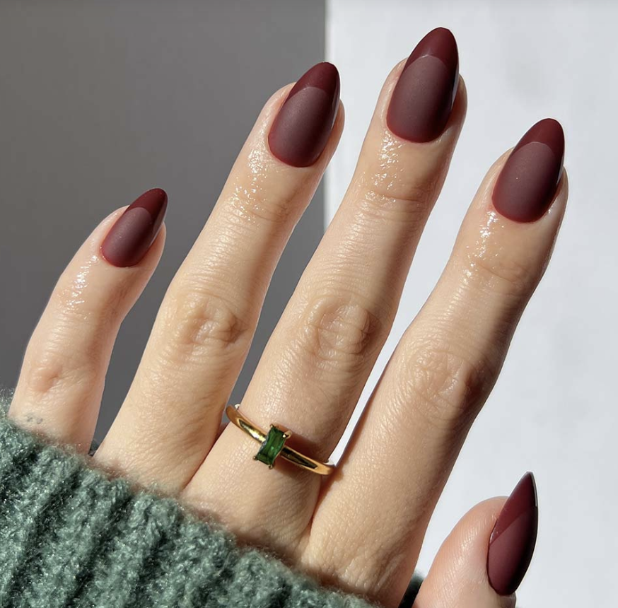 Matte Burgundy French Tips Matte Burgundy French Tips — Burgundy Nails