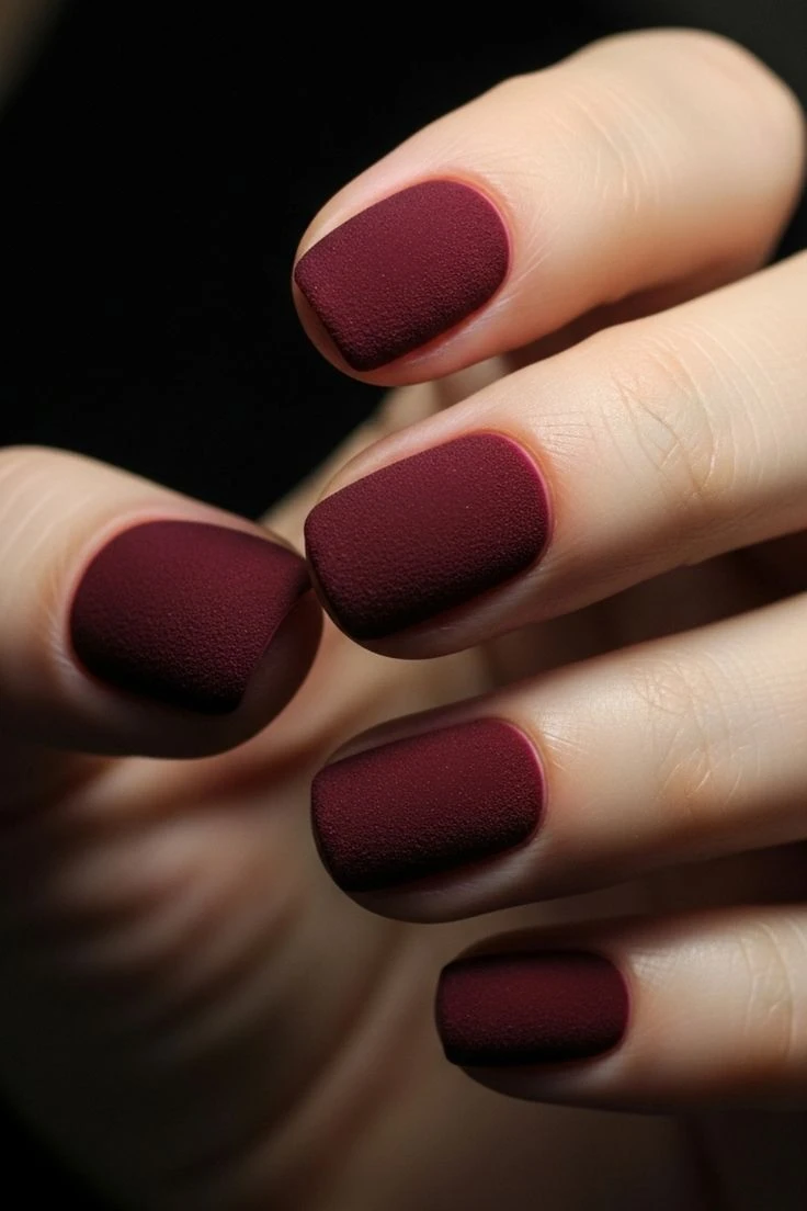 Short Square Matte Burgundy Texture Short Square Matte Burgundy Texture — Burgundy Nails